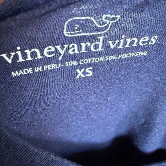 Vineyard Vines Mens T-Shirt XS Long Sleeve Heathered Vintage Whale Pocket Navy - Picture 8 of 8